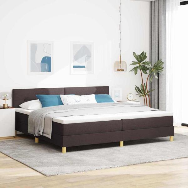 ARDEBO.de - LED Boxspringbett mit Kopfteil Dunkelbraun 200 x 200 cm Stoff