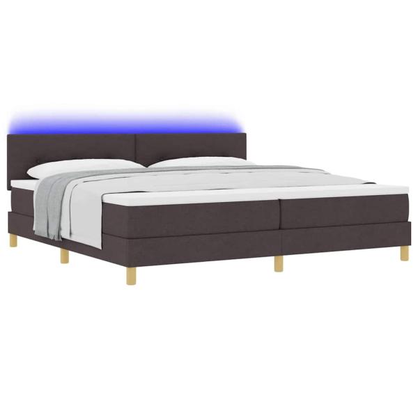 LED Boxspringbett mit Kopfteil Dunkelbraun 200 x 200 cm Stoff