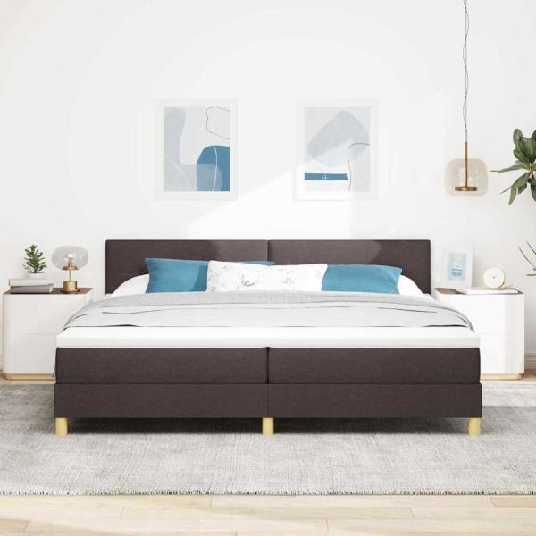 LED Boxspringbett mit Kopfteil Dunkelbraun 200 x 200 cm Stoff