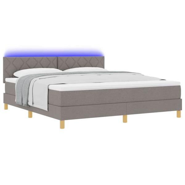 LED Boxspringbett mit Kopfteil Taupe 180 x 200 cm Stoff