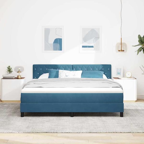 LED Boxspringbett mit Kopfteil Dunkelblau 180 x 200 cm Samt