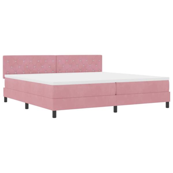 LED Boxspringbett mit Kopfteil Rosa 200 x 200 cm Samt