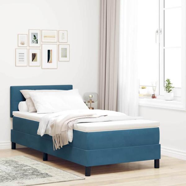 ARDEBO.de - LED Boxspringbett mit Kopfteil Dunkelblau 100 x 200 cm Samt