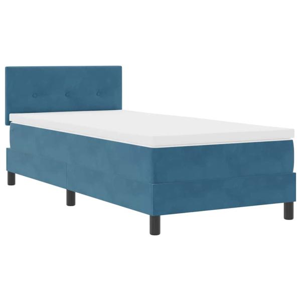 LED Boxspringbett mit Kopfteil Dunkelblau 100 x 200 cm Samt