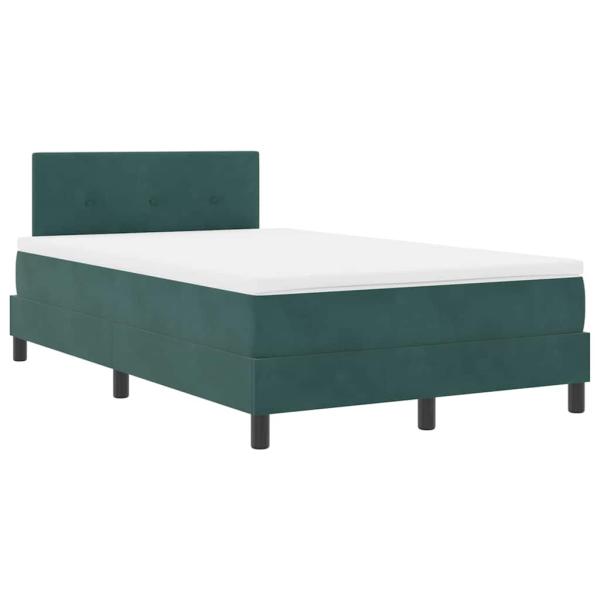 LED Boxspringbett mit Kopfteil Dunkelgrün 120 x 190 cm Samt