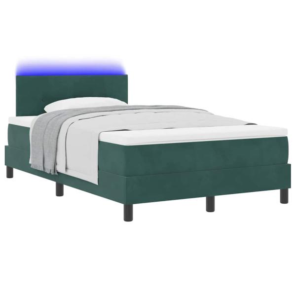 LED Boxspringbett mit Kopfteil Dunkelgrün 120 x 190 cm Samt