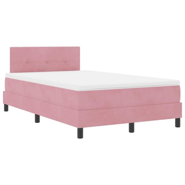 LED Boxspringbett mit LED-Lichtleisten Rosa 120 x 190 cm Samt