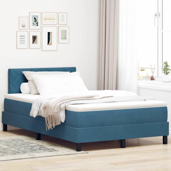 ARDEBO.de - LED Boxspringbett mit Kopfteil Dunkelblau 120 x 200 cm Samt