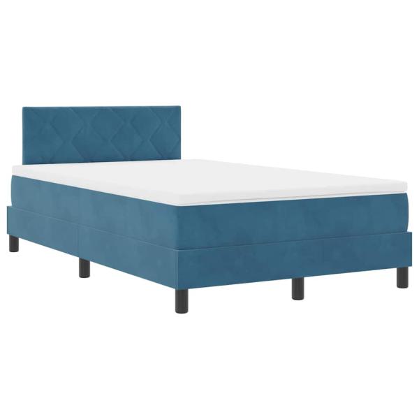 LED Boxspringbett mit Kopfteil Dunkelblau 120 x 200 cm Samt