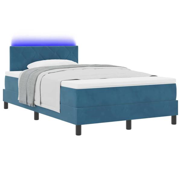 LED Boxspringbett mit Kopfteil Dunkelblau 120 x 200 cm Samt