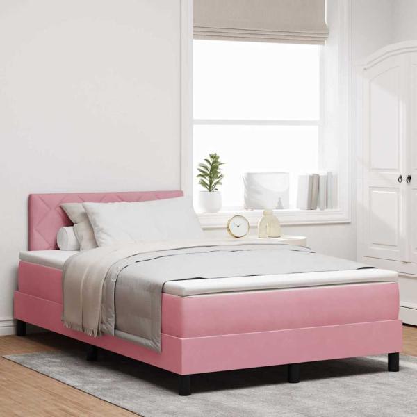 ARDEBO.de - LED Boxspringbett mit Kopfteil Rosa 120 x 200 cm Samt