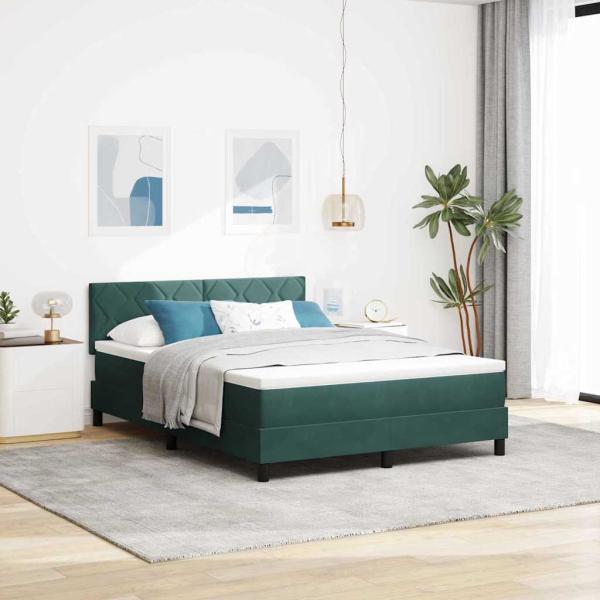 ARDEBO.de - LED Boxspringbett mit Kopfteil Dunkelgrün 160 x 200 cm Samt