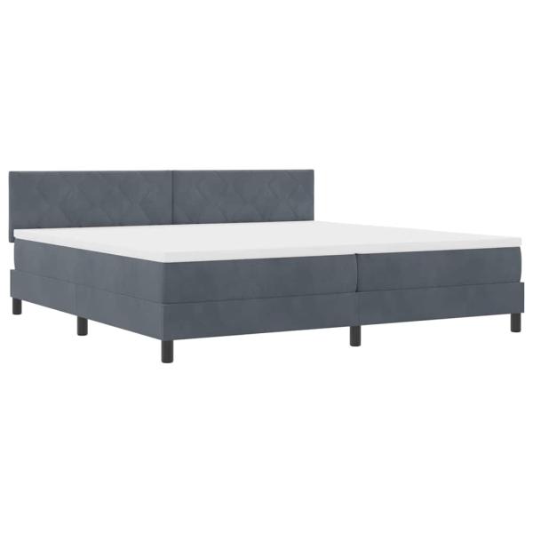 LED Boxspringbett mit Kopfteil Dunkelgrau 200 x 200 cm Samt