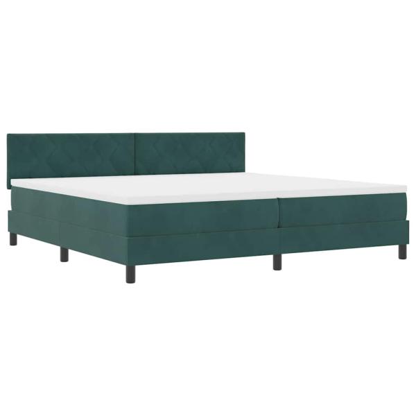 LED Boxspringbett mit Kopfteil Dunkelgrün 200 x 200 cm Samt