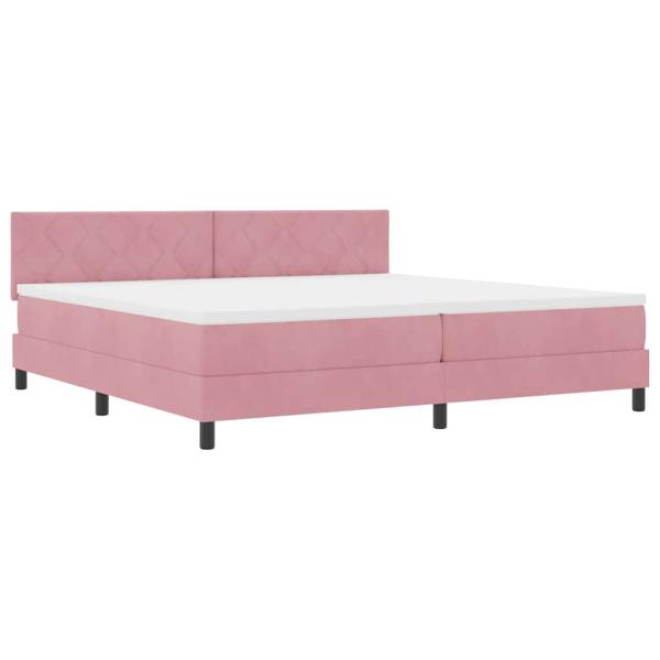 LED Boxspringbett mit LED-Lichtleisten Rosa 200 x 200 cm Samt