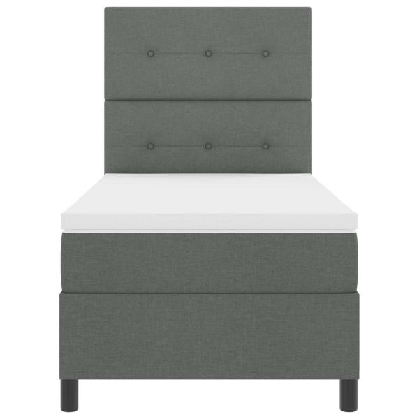 ARDEBO.de - Boxspringbett mit LED-Lichtleisten Dunkelgrau 90 x 190 cm Stoff