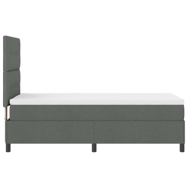 Boxspringbett mit LED-Lichtleisten Dunkelgrau 90 x 190 cm Stoff