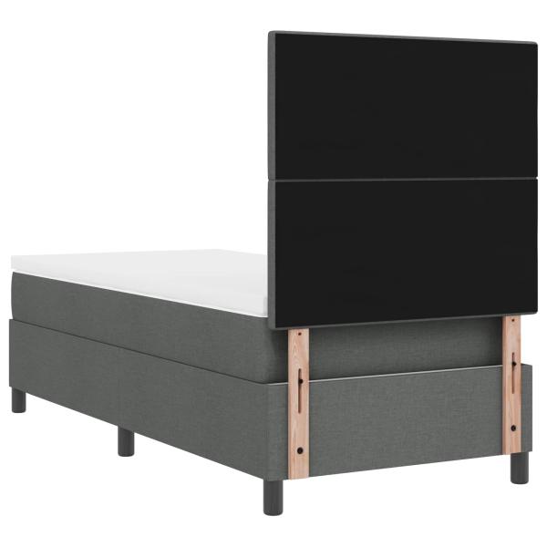Boxspringbett mit LED-Lichtleisten Dunkelgrau 90 x 190 cm Stoff