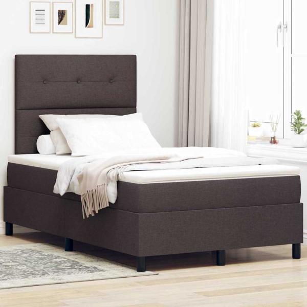 ARDEBO.de - Boxspringbett mit Kopfteil Dunkelbraun 120 x 200 cm Stoff