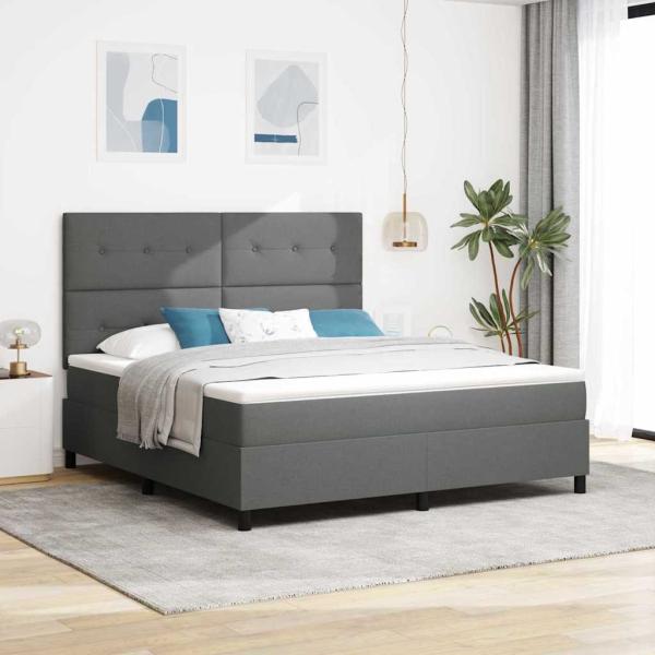 ARDEBO.de - Boxspringbett mit Kopfteil Dunkelgrau 180 x 200 cm Stoff