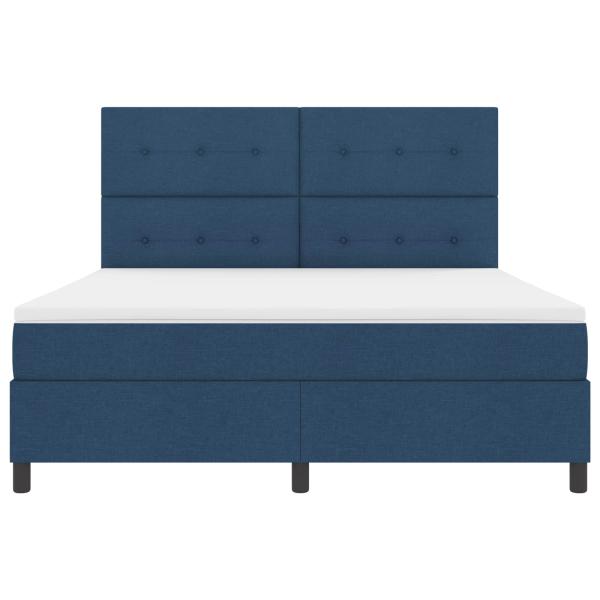 ARDEBO.de - Boxspringbett mit LED-Lichtleisten Blau 180 x 200 cm Stoff