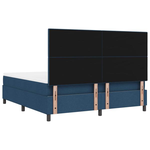 Boxspringbett mit LED-Lichtleisten Blau 180 x 200 cm Stoff