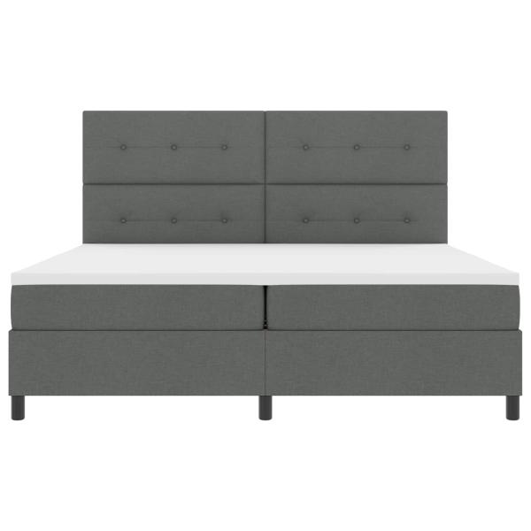 Boxspringbett mit Kopfteil Dunkelgrau 200 x 200 cm Stoff