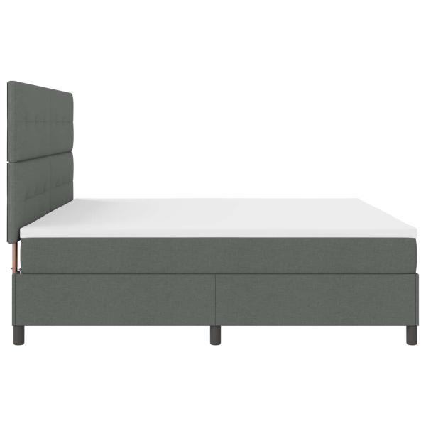 Boxspringbett mit Kopfteil Dunkelgrau 200 x 200 cm Stoff