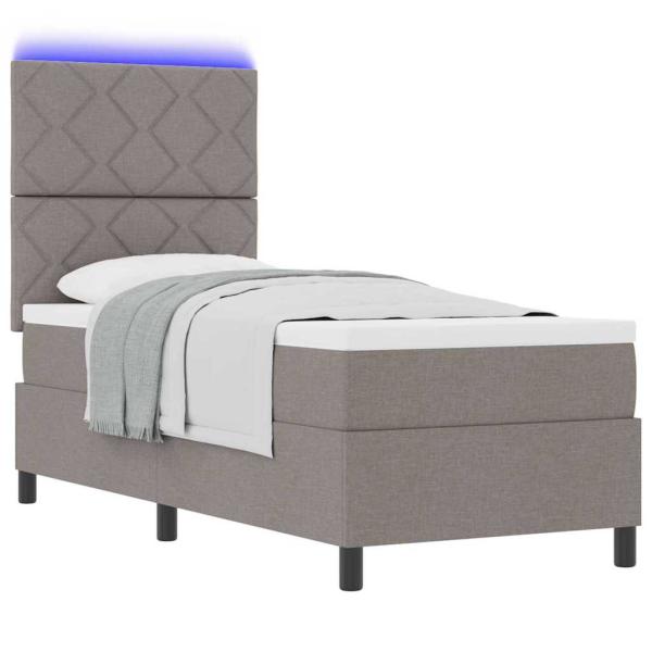 Boxspringbett mit LED-Lichtleisten Taupe 80 x 200 cm Stoff