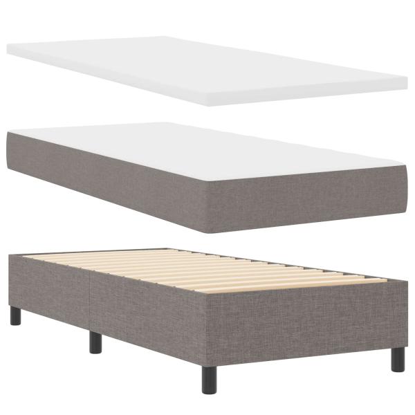 ARDEBO.de - Boxspringbett mit LED-Lichtleisten Taupe 100 x 200 cm Stoff