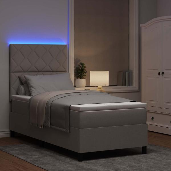 Boxspringbett mit LED-Lichtleisten Taupe 100 x 200 cm Stoff