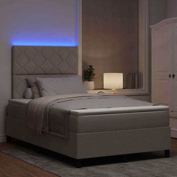 Boxspringbett mit LED-Lichtleisten Taupe 120 x 190 cm Stoff