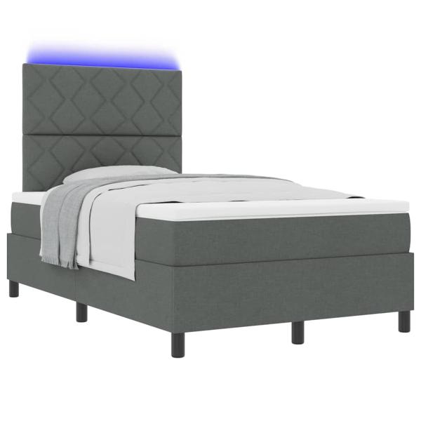 Boxspringbett mit Kopfteil Dunkelgrau 120 x 200 cm Stoff
