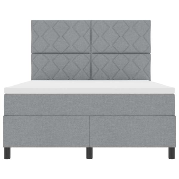 ARDEBO.de - Boxspringbett mit Matratze mit LED Hellgrau 160 x 200 cm Stoff