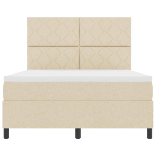 ARDEBO.de - Boxspringbett mit LED-Lichtleisten Creme 160 x 200 cm Stoff