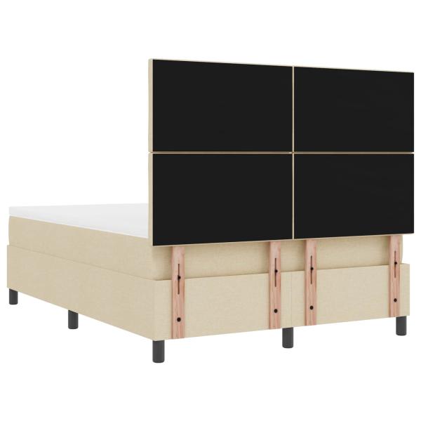 Boxspringbett mit LED-Lichtleisten Creme 160 x 200 cm Stoff