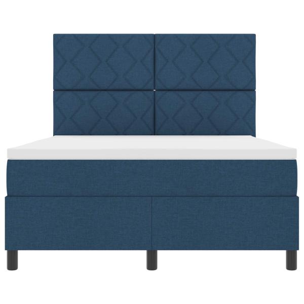 ARDEBO.de - Boxspringbett mit LED-Lichtleisten Blau 160 x 200 cm Stoff