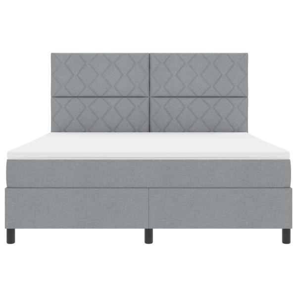 ARDEBO.de - Boxspringbett mit LED-Lichtleisten Hellgrau 180 x 200 cm Stoff