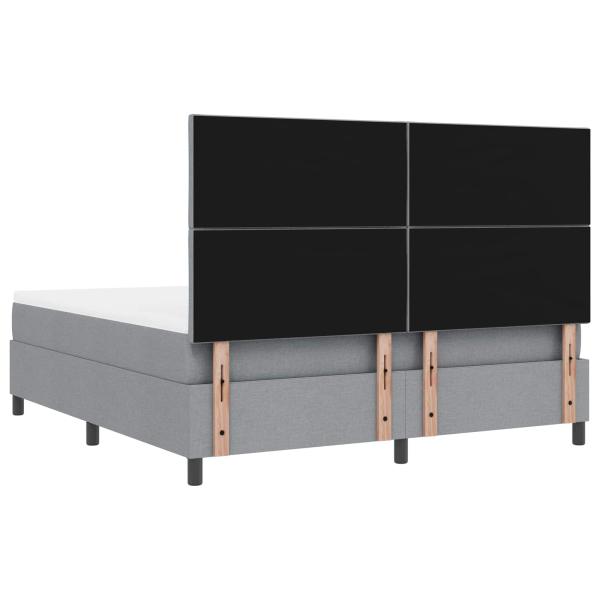 Boxspringbett mit LED-Lichtleisten Hellgrau 180 x 200 cm Stoff