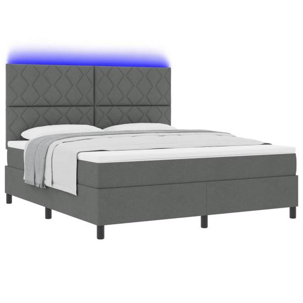 Boxspringbett mit Kopfteil Dunkelgrau 180 x 200 cm Stoff