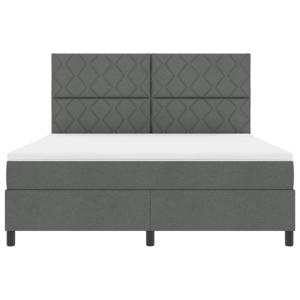Boxspringbett mit Kopfteil Dunkelgrau 180 x 200 cm Stoff