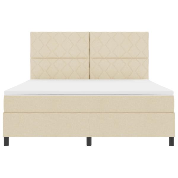 Boxspringbett mit LED-Lichtleisten Creme 180 x 200 cm Stoff