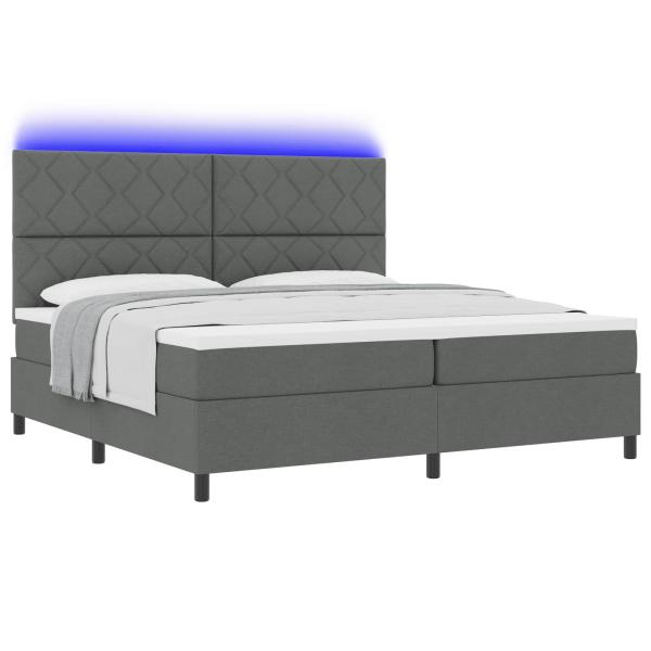 Boxspringbett mit Kopfteil Dunkelgrau 200 x 200 cm Stoff