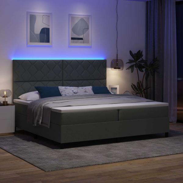 Boxspringbett mit Kopfteil Dunkelgrau 200 x 200 cm Stoff
