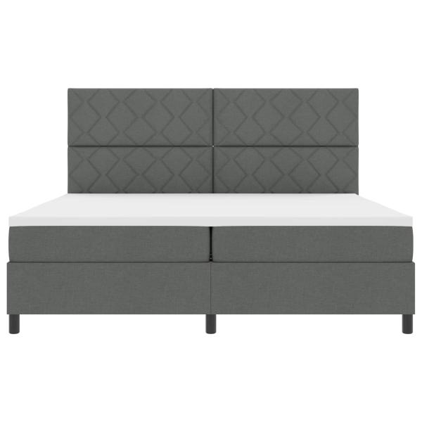 Boxspringbett mit Kopfteil Dunkelgrau 200 x 200 cm Stoff