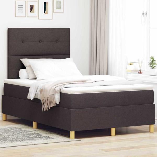 ARDEBO.de - LED Boxspringbett mit Kopfteil Dunkelbraun 120 x 200 cm Stoff