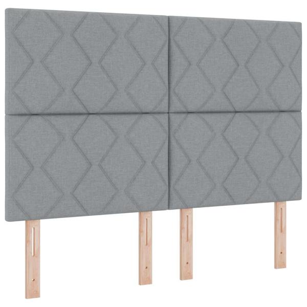 LED Boxspringbett mit Kopfteil Hellgrau 140 x 190 cm Stoff