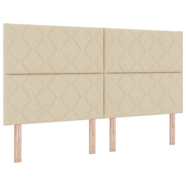 LED Boxspringbett mit Kopfteil Creme 180 x 200 cm Stoff
