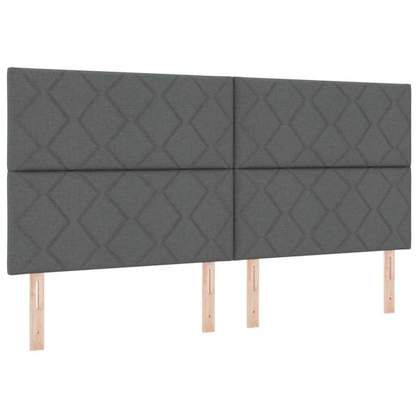 LED Boxspringbett mit Kopfteil Dunkelgrau 200 x 200 cm Stoff