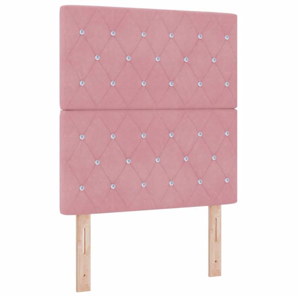 LED Boxspringbett mit Matratze Rosa 80 x 200 cm Samt